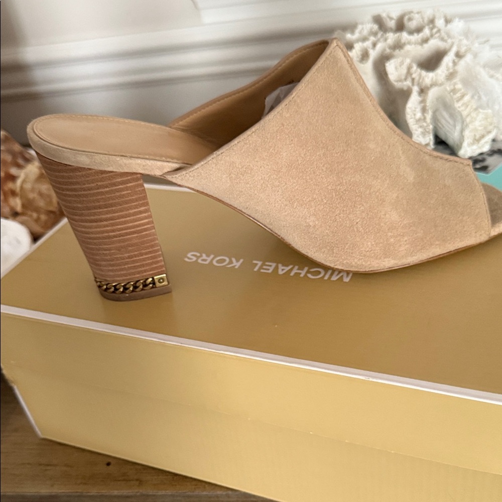 Michael Kors Beige Mules with Chain Detail